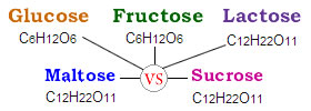 Fructose vs Glucose vs Lactose vs Maltose vs Sucrose