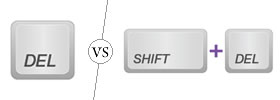 Delete vs Shift Delete
