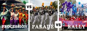 Procession vs Parade vs Rally