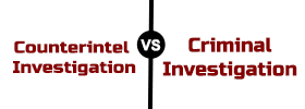 Counterintelligence Investigation vs Criminal Investigation